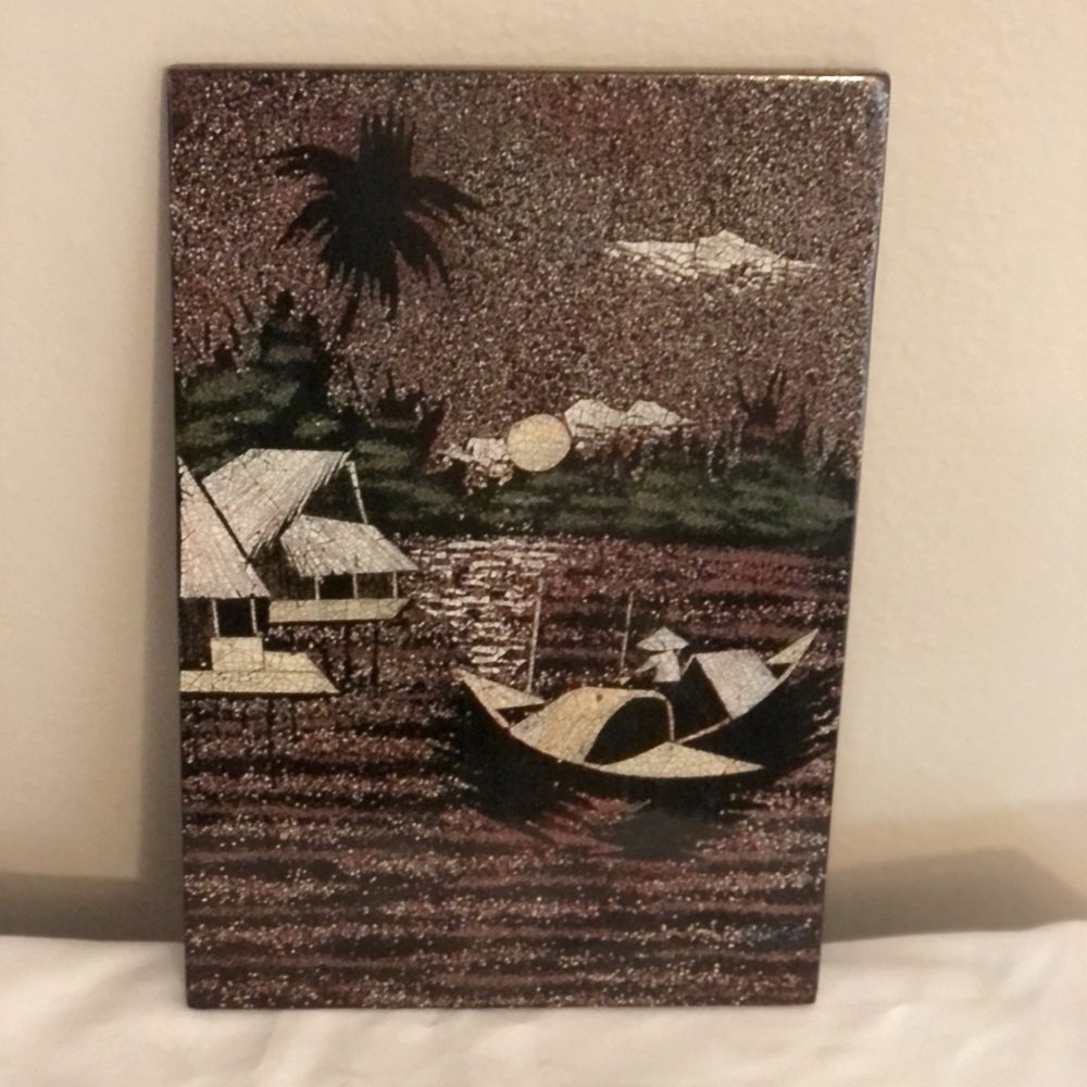 Mid Century Style Black Lacquer Wall Art